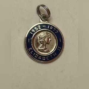 Vintage Sterling Silver and Blue Enamel Queen Elizabeth Charm